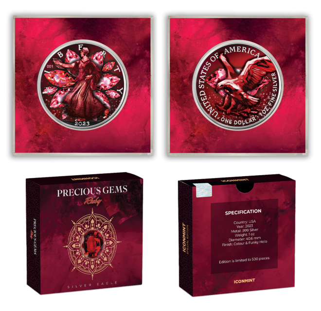 2023 Precious Gems Ruby Silver Eagle - Icon Mint