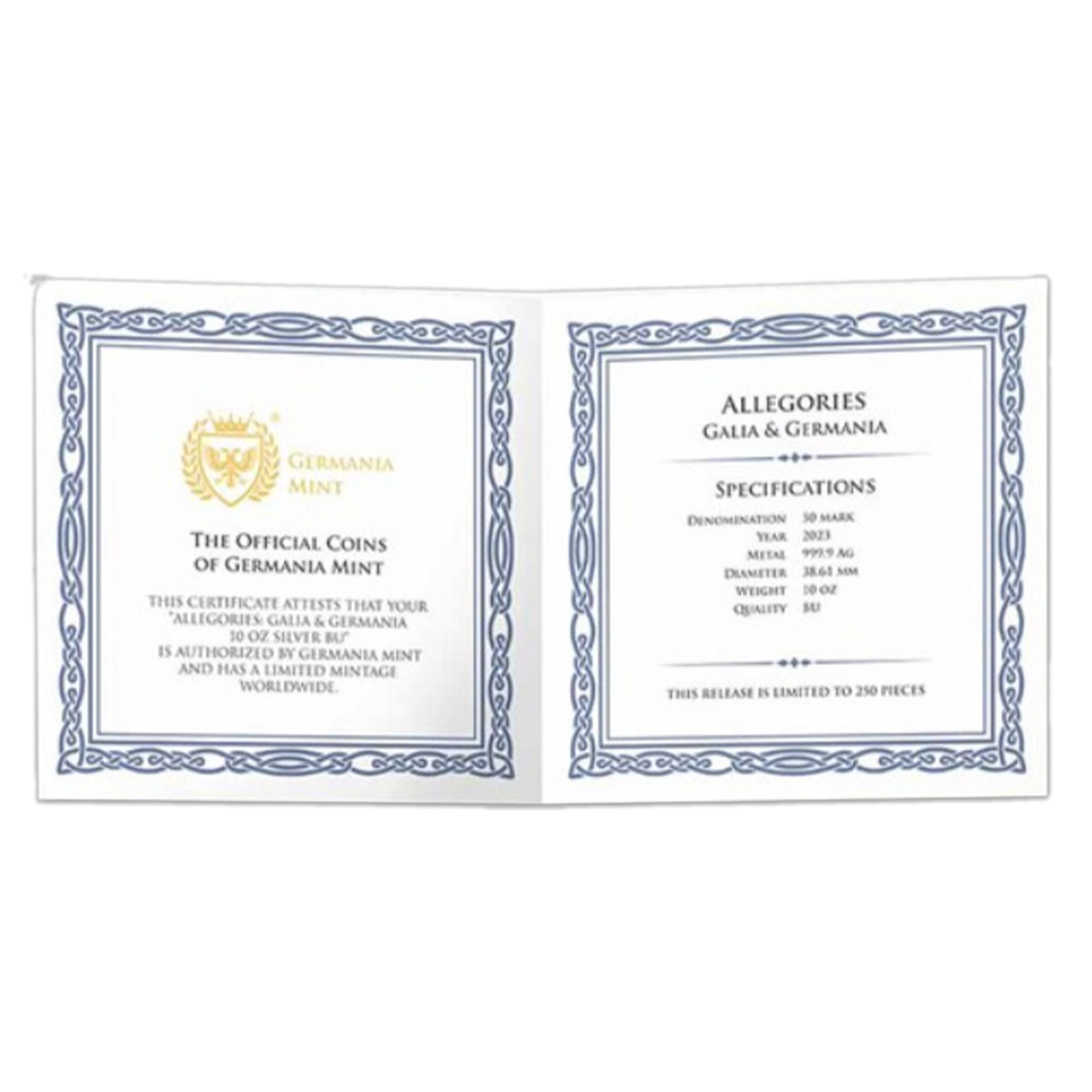2023 10 oz Germania Allegories Galia & Germania Brilliant Uncirculated