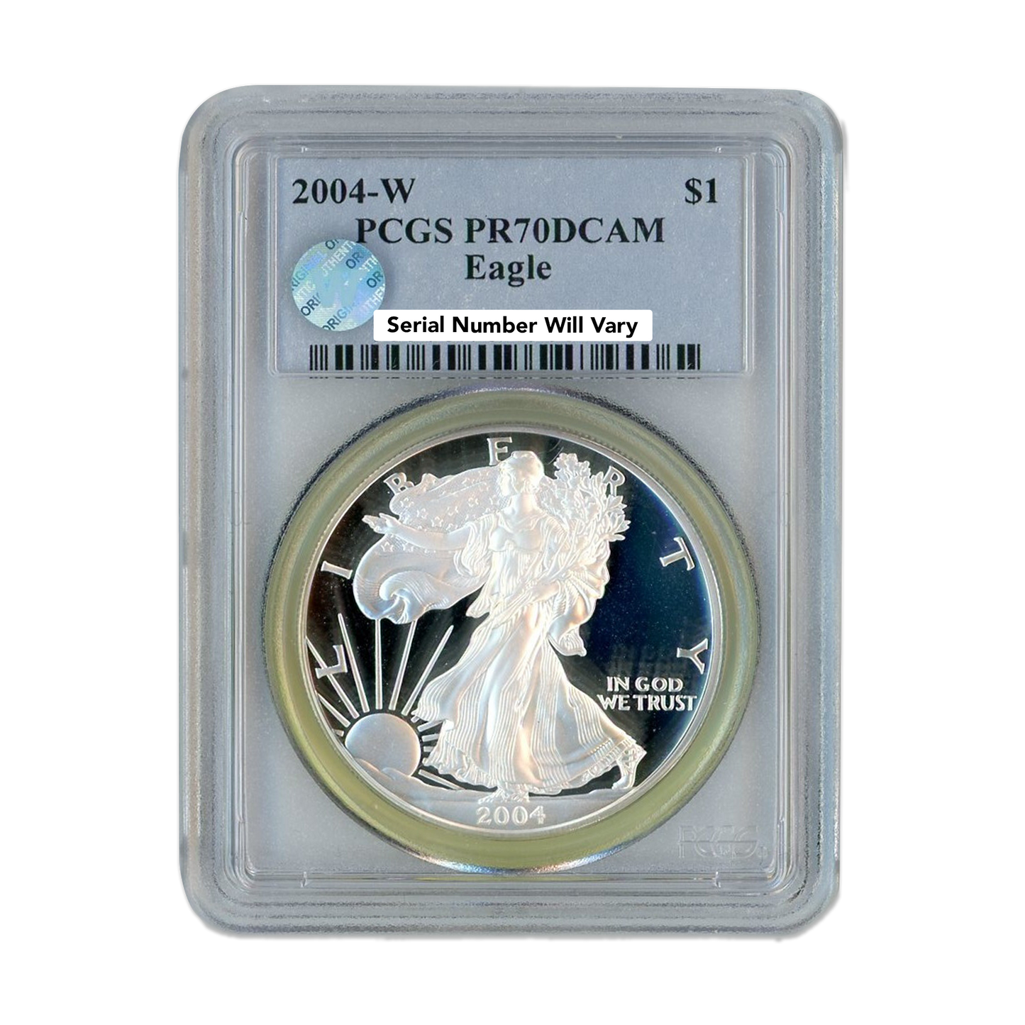 2004 W Silver Eagle - PCGS PF70 Deep Cameo Sight White - CoinsTV