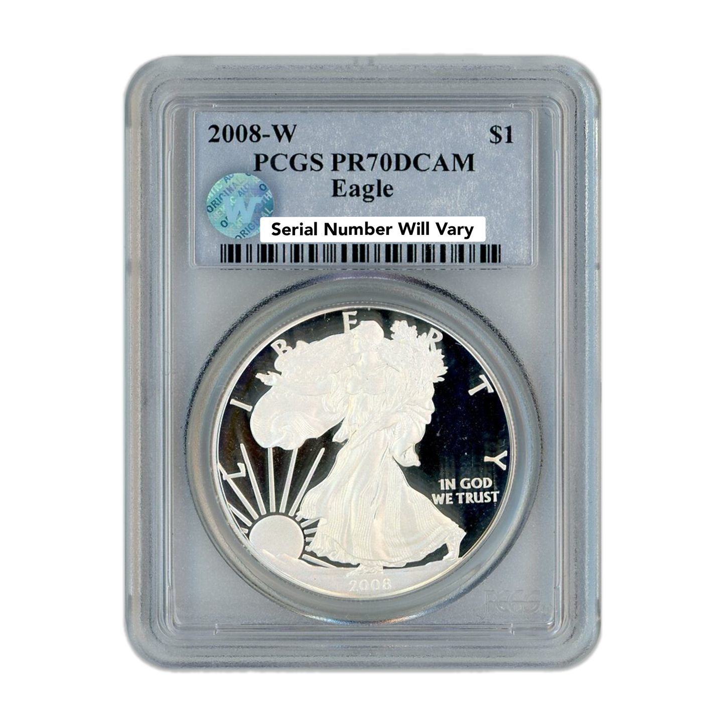 2008-W Silver Eagle - Proof - PCGS PR70 Deep Cameo Sight White - CoinsTV