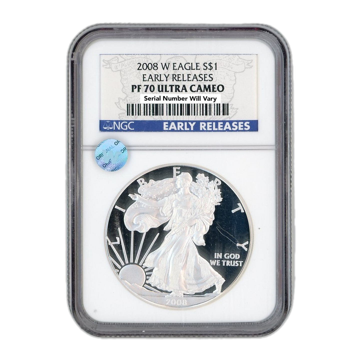 2008 W Silver Dollar Eagle - Early Release - NGC PF70 Ultra Cameo Sight White