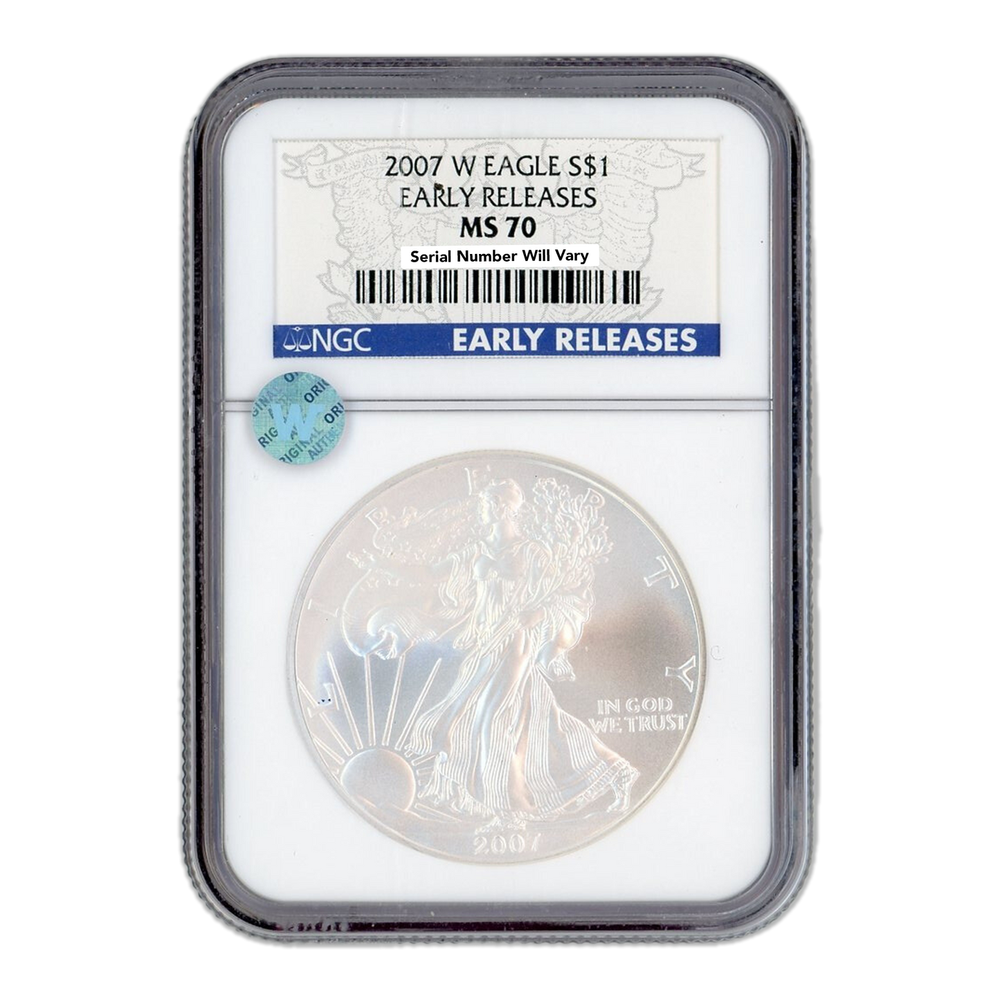 2007-W Silver Dollar Eagle - Early Releases - NGC MS70 Sight White - CoinsTV