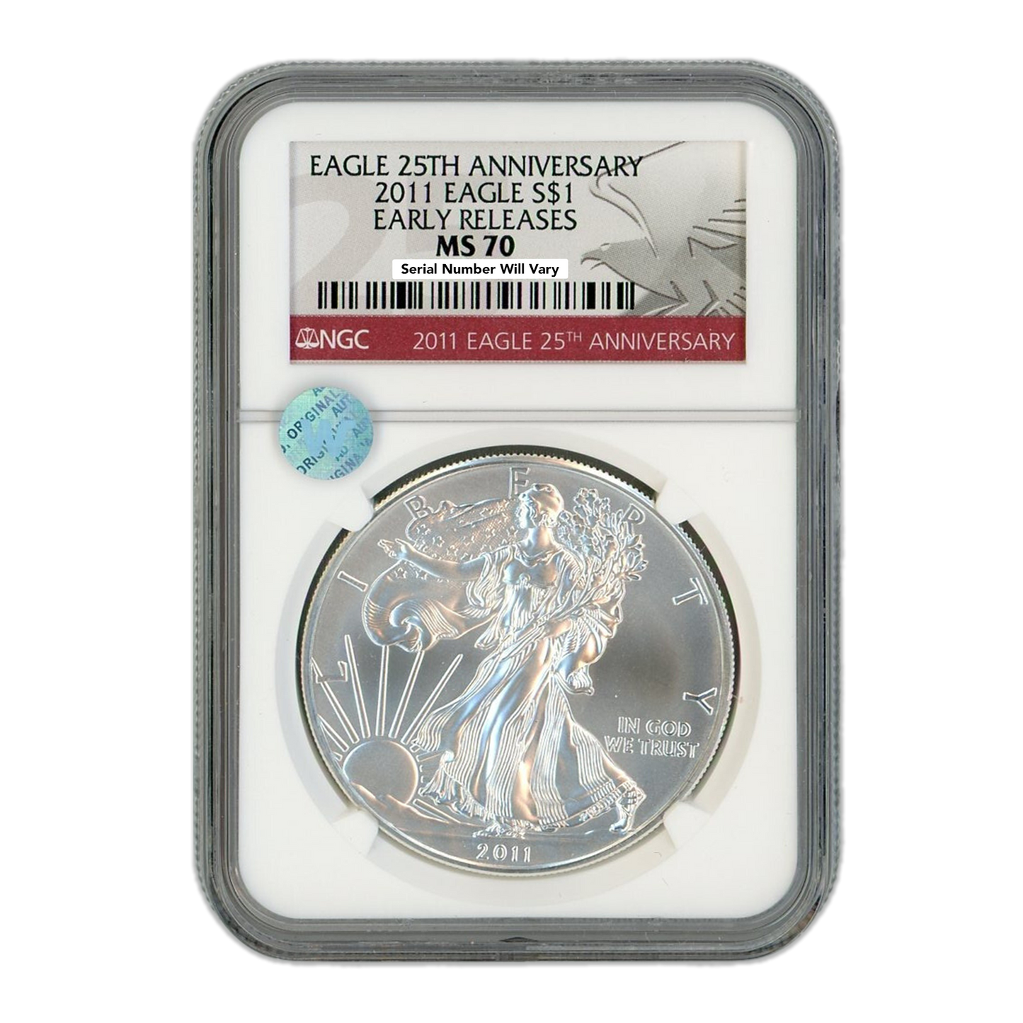 2011 Silver Dollar Eagle - Early Release - NGC MS70 Sight White - CoinsTV