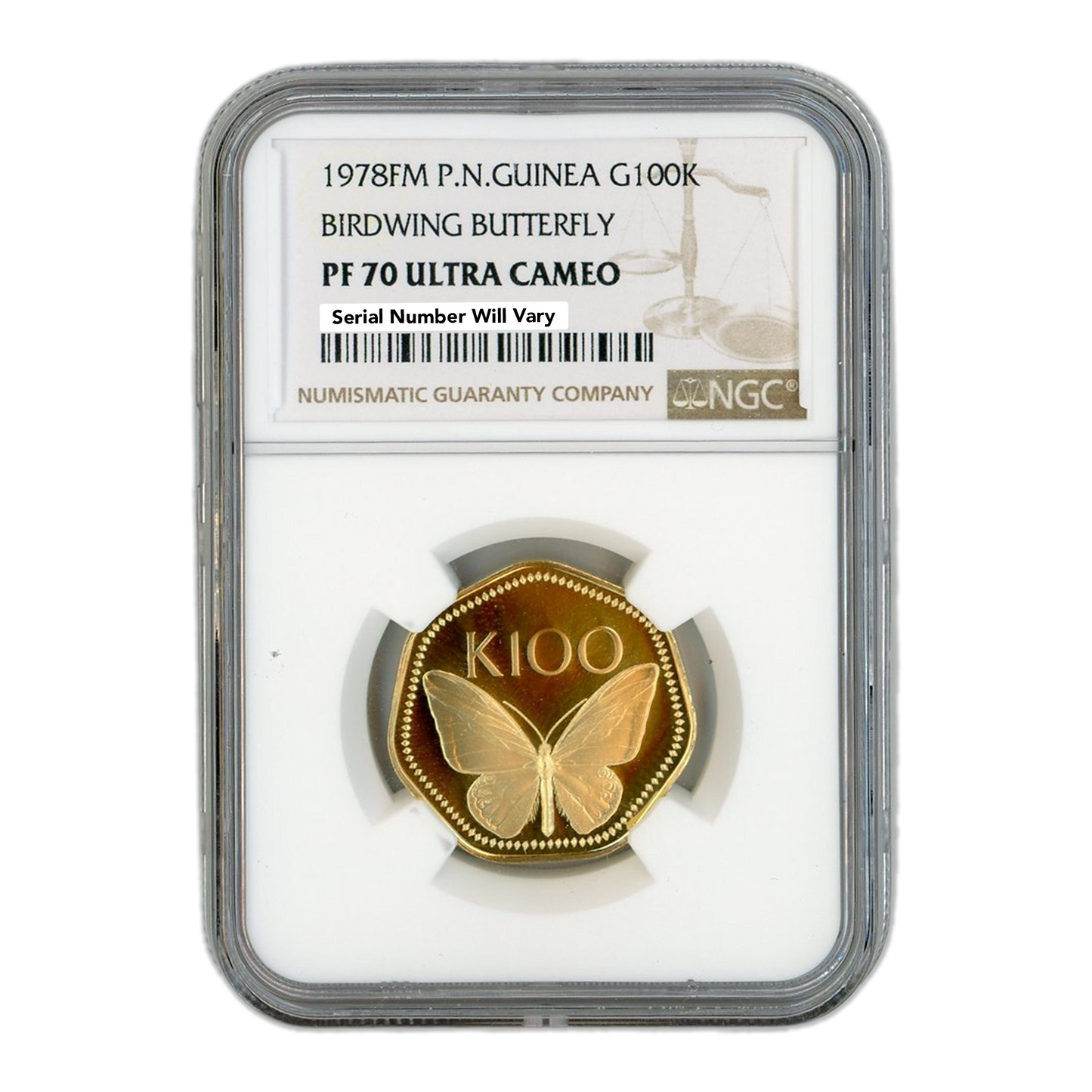 1978FM Papua New Guinea - 100 Kina Gold Birdwing Butterfly - NGC PF70 Ultra Cameo