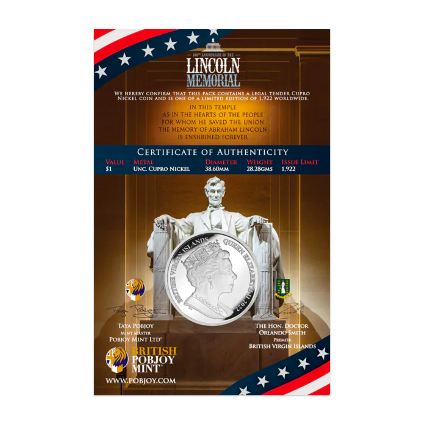 2022 100th Anniversary Of The Lincoln Memorial - Copper Nickel Coin