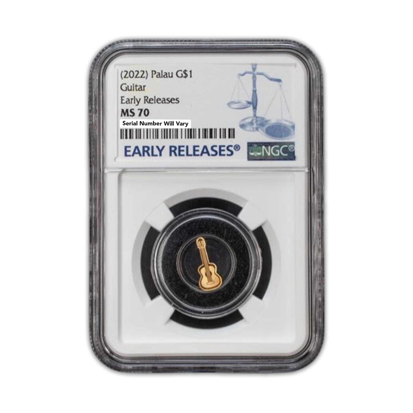 2022 Palau Guitar Gold Dollar - Early Releases - NGC MS70 - CoinsTV