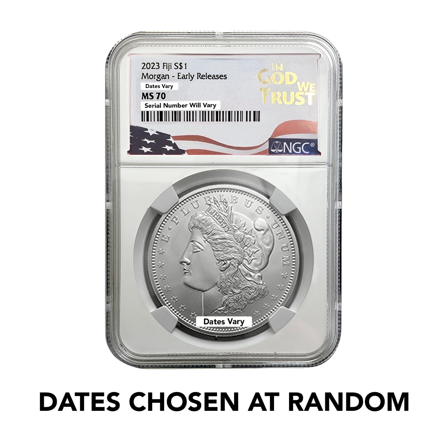 2023 Fiji Morgan Dollar Carson City - NGC MS70 In God We Trust Label Grab Bag