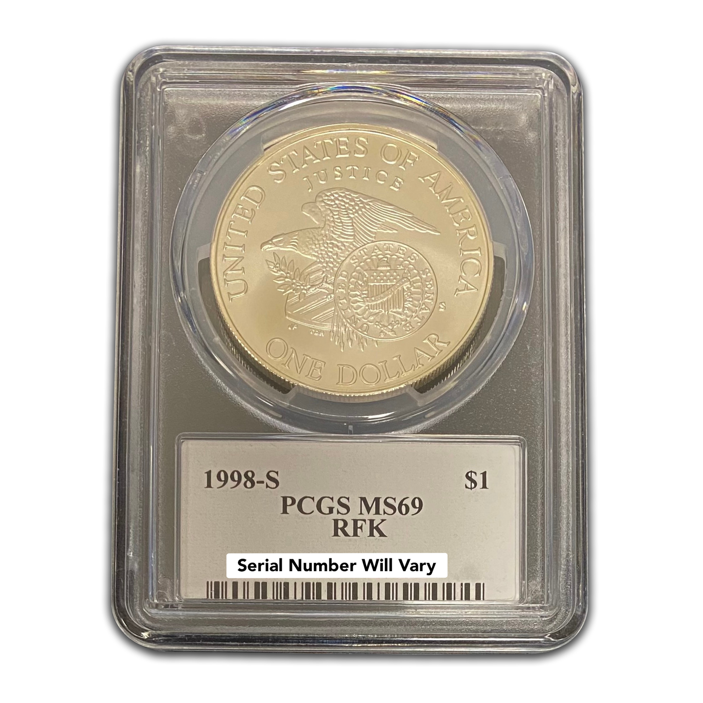 1998-S Robert F Kennedy Commemorative Silver Dollar - PCGS MS69 - TD Rogers Signature