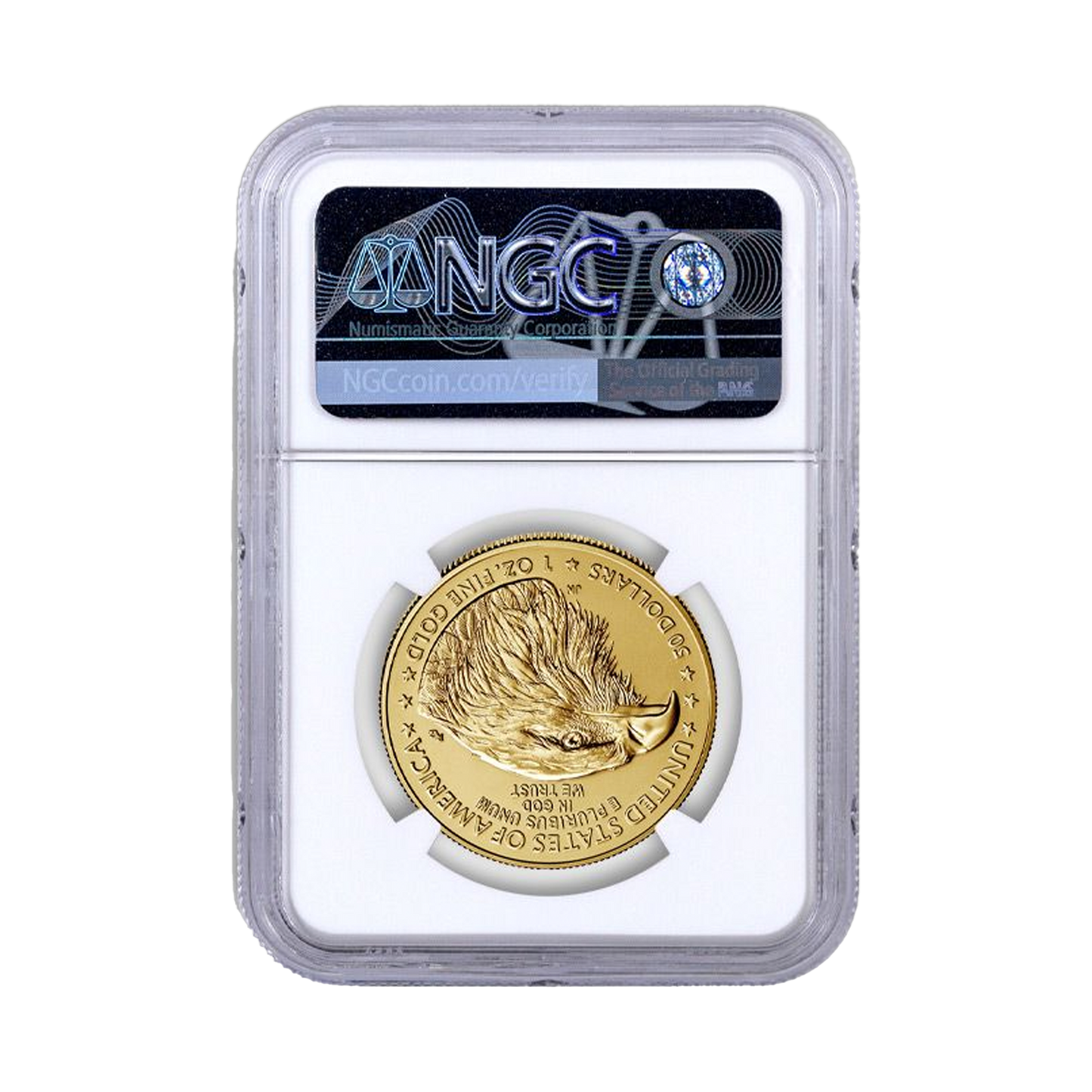 2025 $50 Gold Eagle in God We Trust Label - NGC MS70 Early Releases - CoinsTV