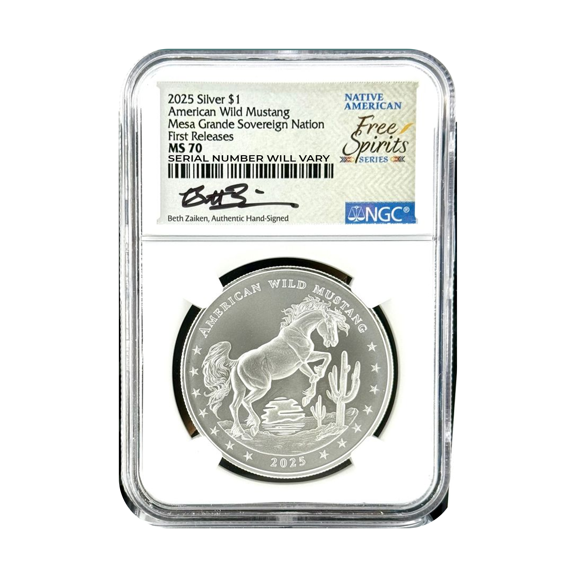 2025 American Wild Mustang Mesa Grande Sovereign Nation - NGC MS70 FR