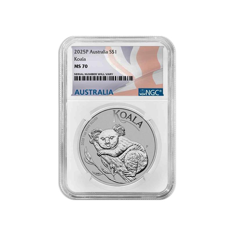 2025 Australia Koala - NGC MS70 Australian Label 1 oz Silver - CoinsTV