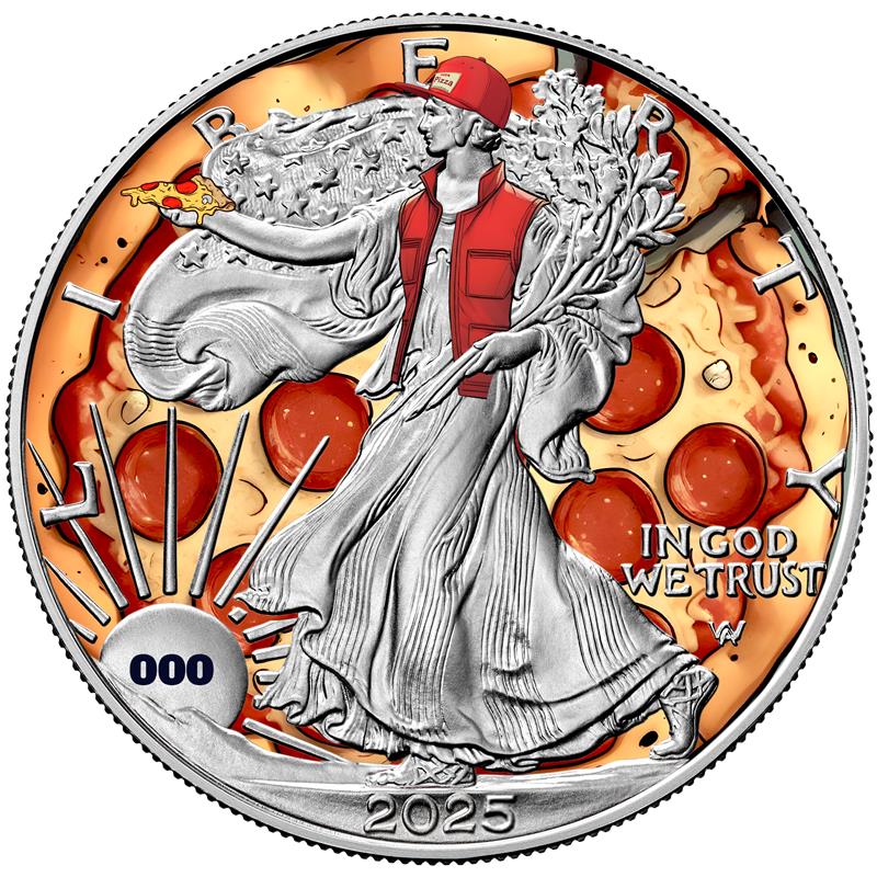 2025 Chromatics Favorite Foods Silver Eagle - Pizza Edition | CoinsTV