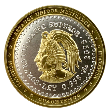 2025 Niue Aztec Emperor Cuauhtemoc UHR Gold Gilt 1 oz Silver Coin