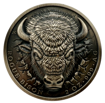 2026 Ascension Islands Rogue Bison UHR Antiqued 2 oz Silver Coin