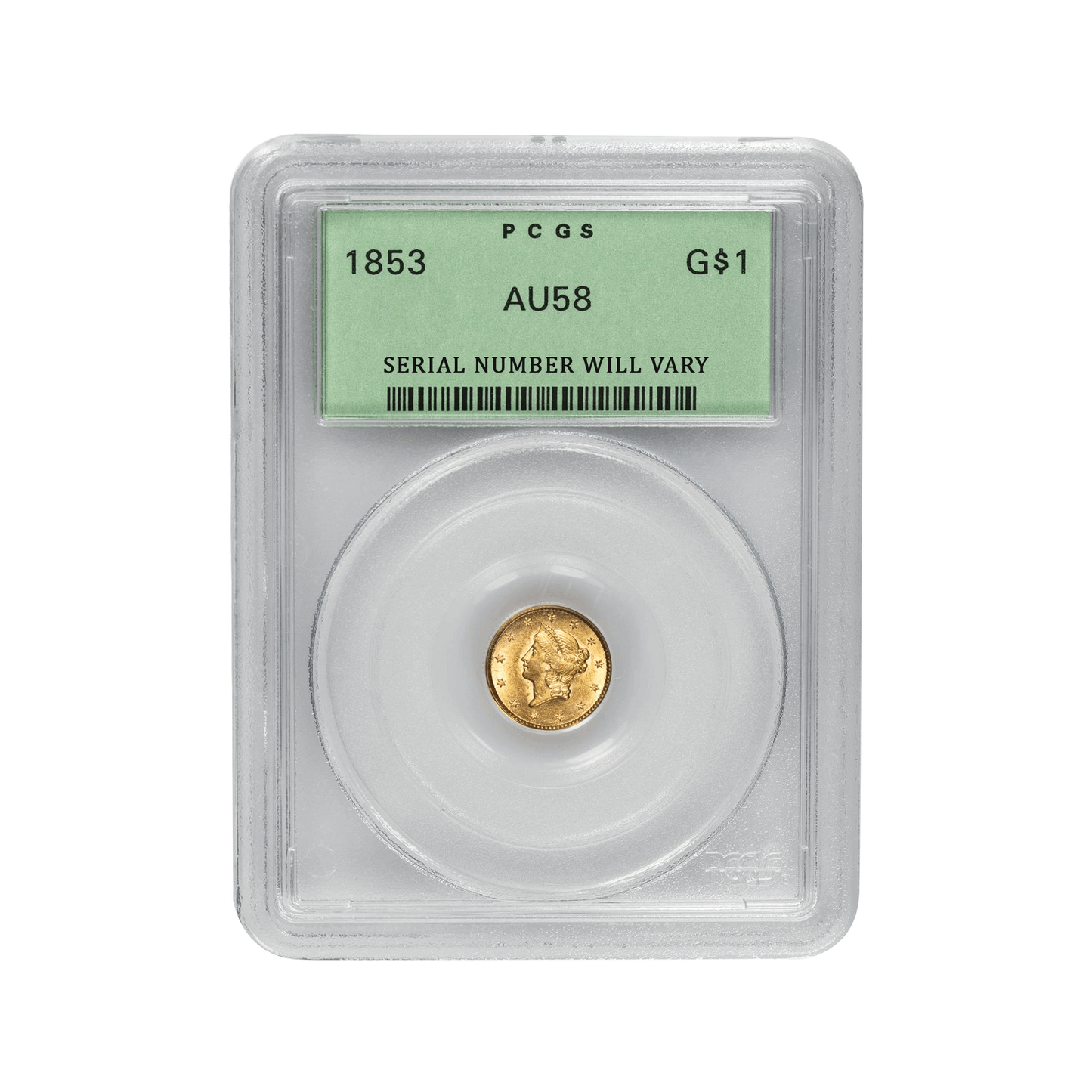 1853 Liberty Head Gold Dollar - PCGS AU58 OGH - CoinsTV