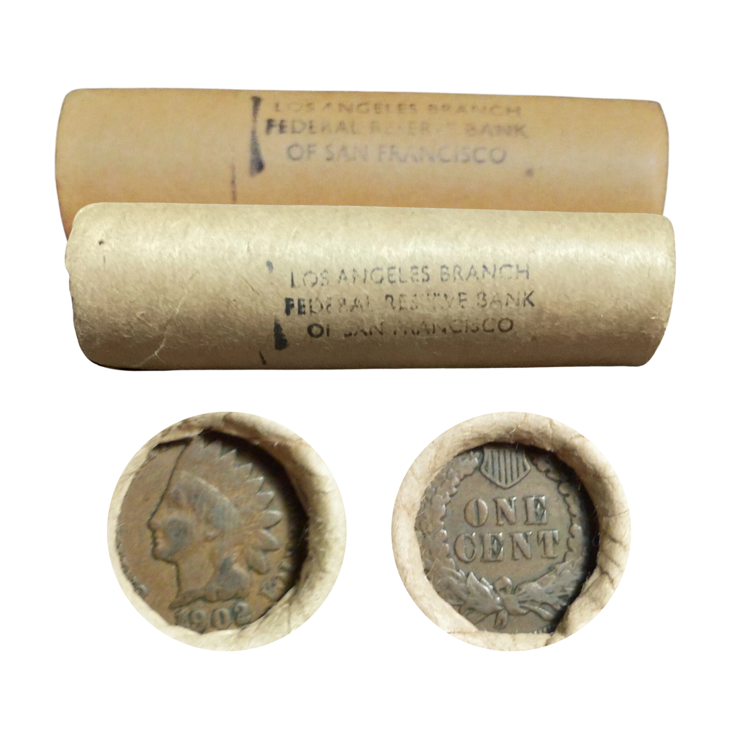 Unsearched Lincoln Cent with Indian Cents Enders Circulated - Bank-Wrapped Roll