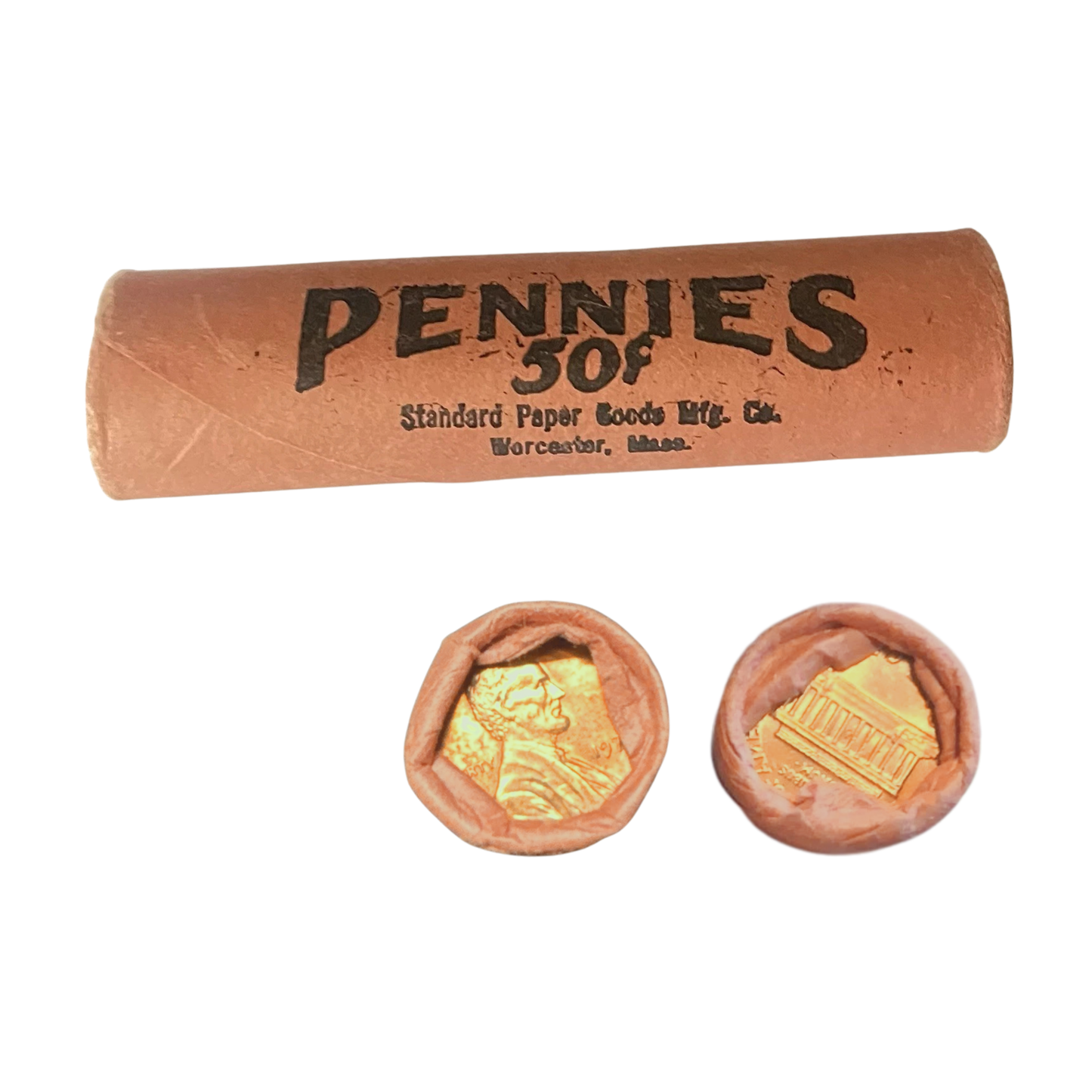 1975-P Lincoln Cents Uncirculated - Original Bank-Wrapped Roll - CoinsTV
