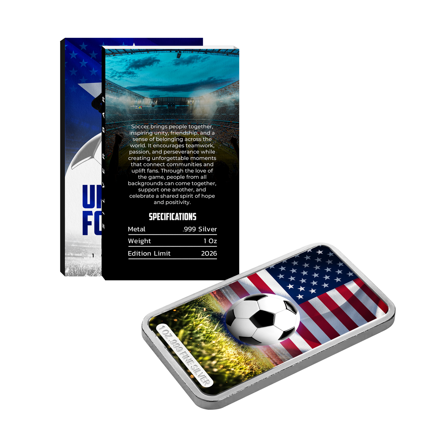 United by Football 1 oz Silver Bar - USA Edition