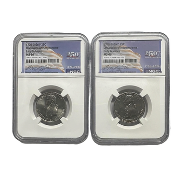 2026 P&D Declaration of Independence Quarter 2 pc Set - 250th Anniversary Washington Label - NGC MS66 ER