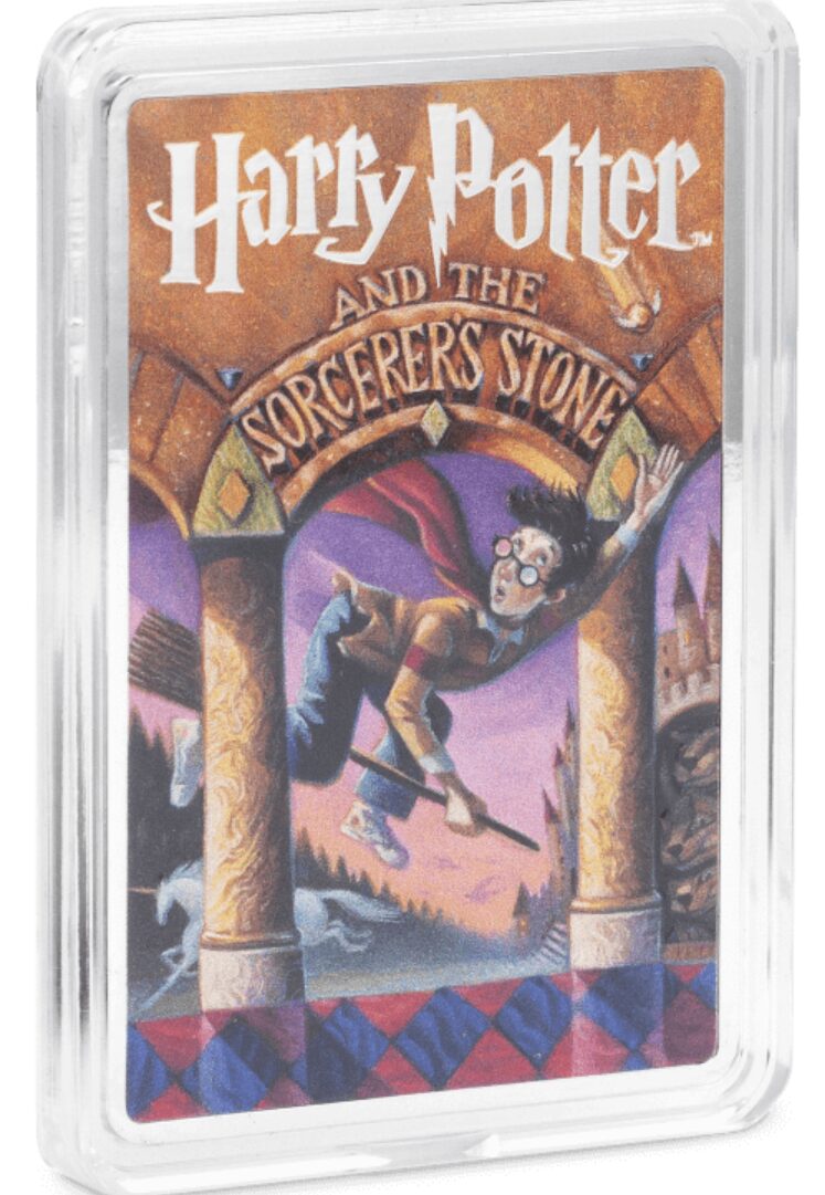 Harry Potter Book Covers: Harry Potter and The Sorcerers Stone 2 oz Silver - CoinsTV
