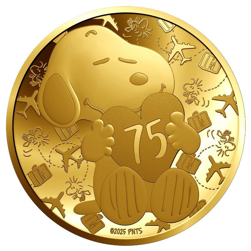 2025 France Peanuts Snoopy 75th Anniversary 0.5g Gold Coin