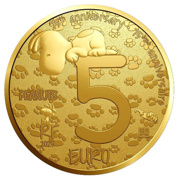 2025 France Peanuts Snoopy 75th Anniversary 0.5g Gold Coin