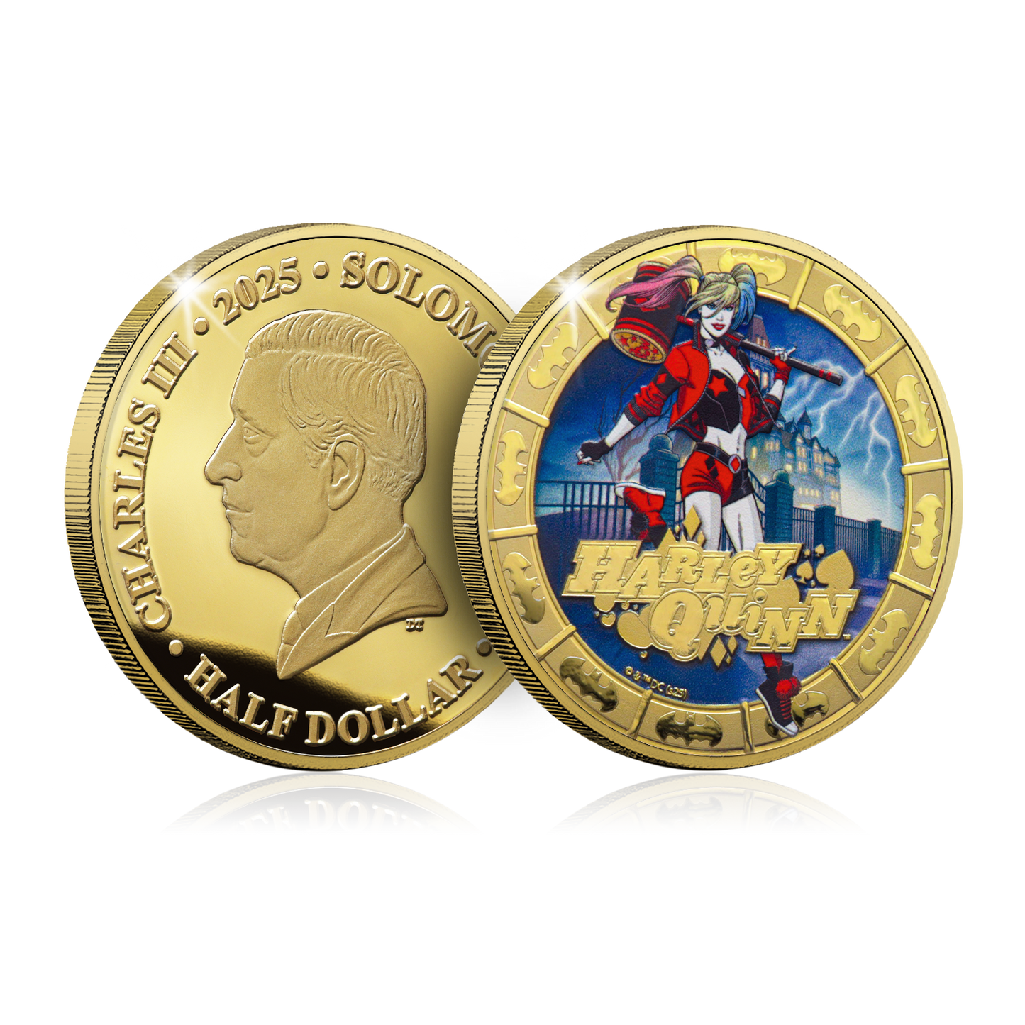 2025 Solomon Islands DC Harley Quinn Gold Plated 27.5g CN Coin in Card