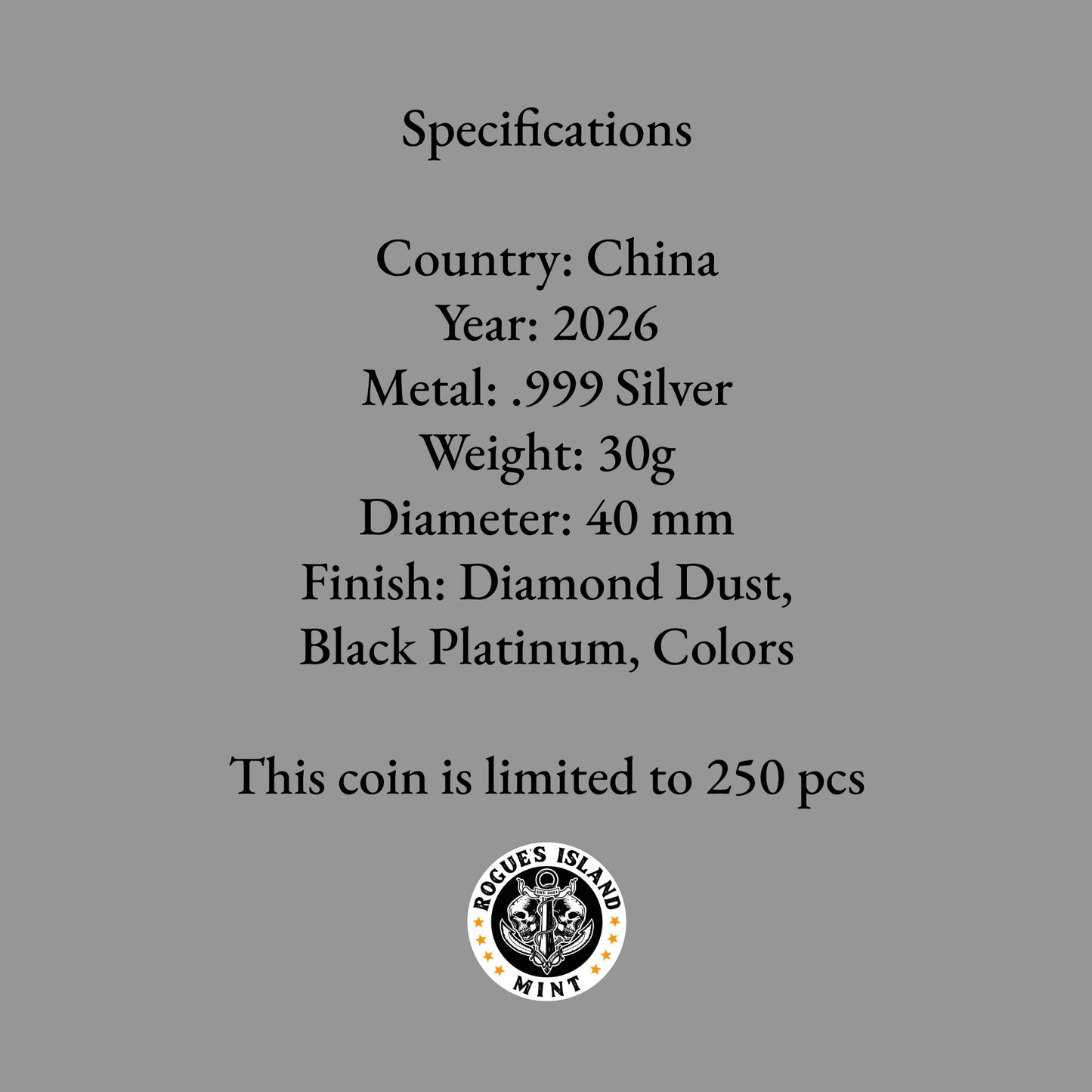 2026 China Panda Triple Black Diamond Edition 30g Silver Coin