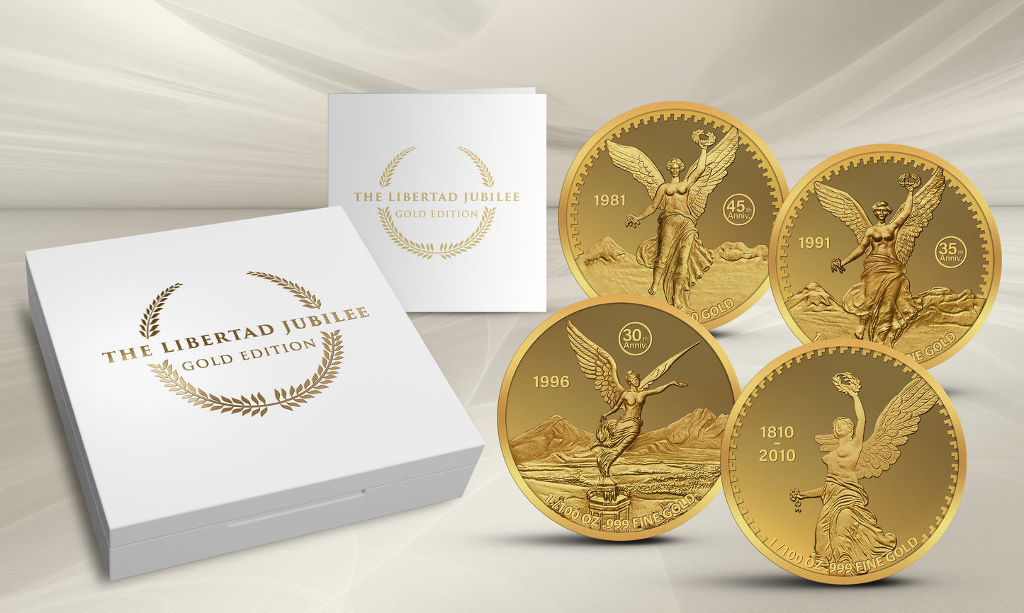 2026 Gabon Libertad Jubilee 4 x 1/100 oz Gold Coin Set