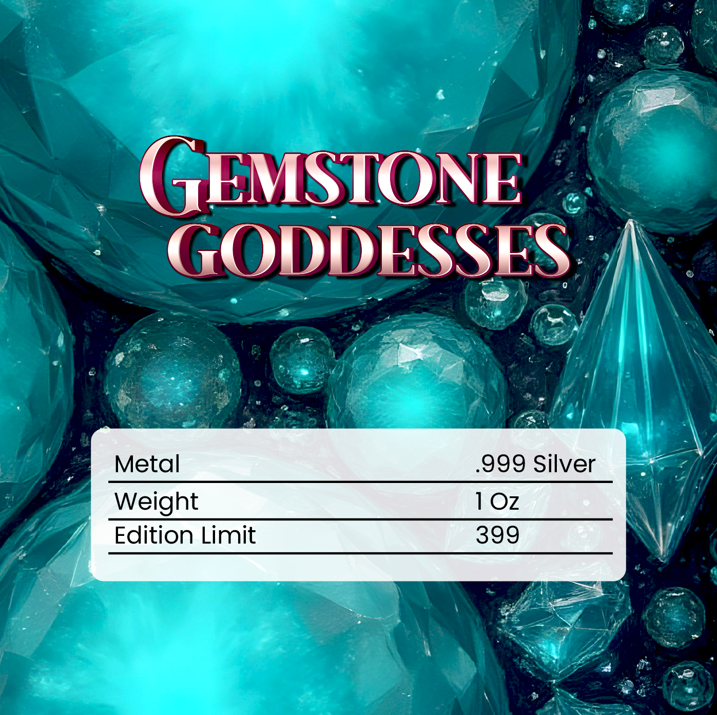Chromatics Gemstone Goddesses Turquoise 1 oz Silver Bar - CoinsTV