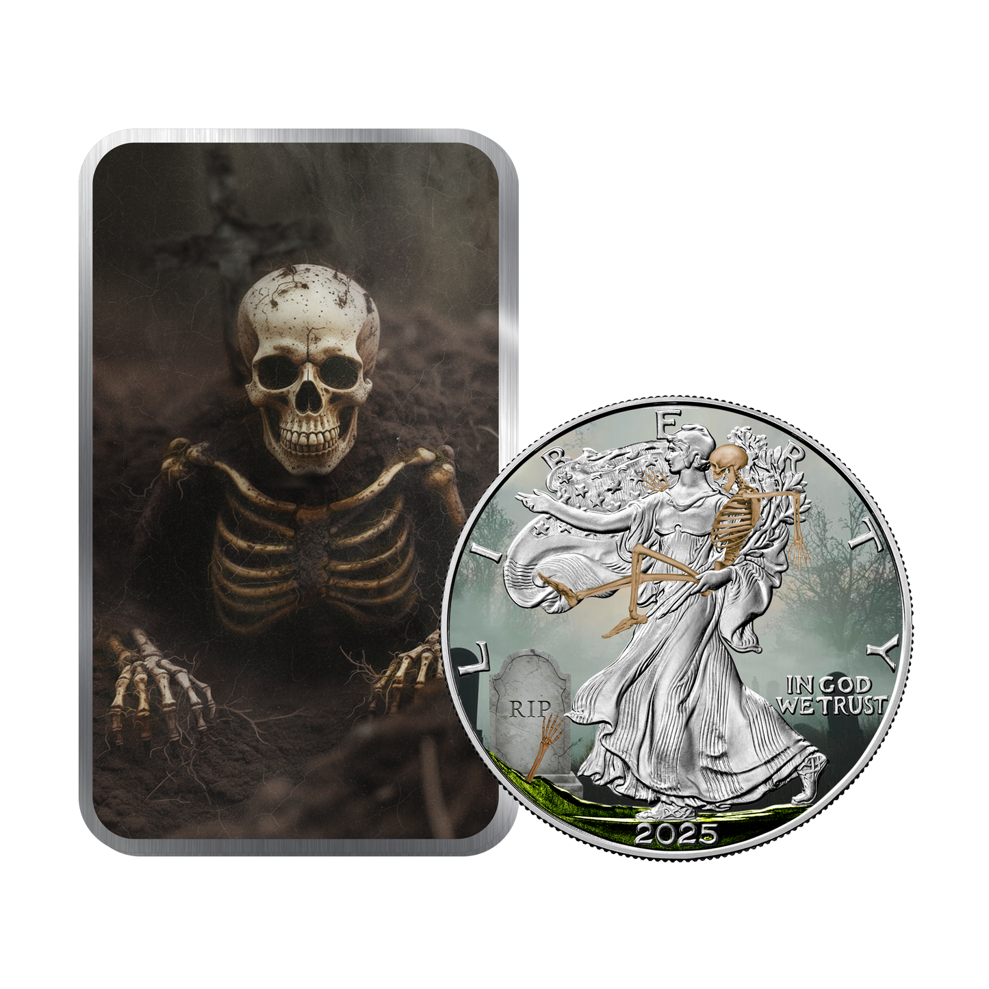 2025 Halloween Series - Silver Eagle & Bar Set - Skeleton Edition
