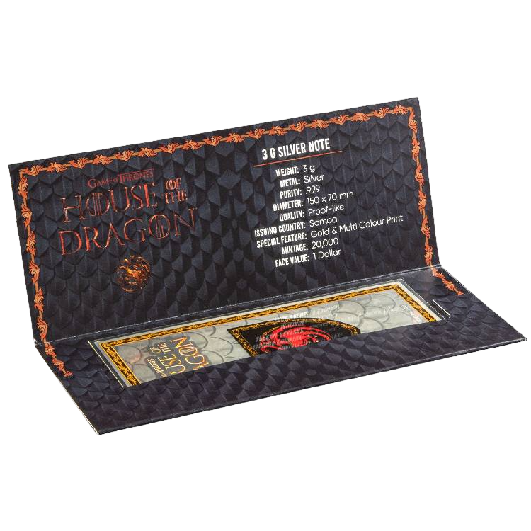 Game of Thrones - House of the Dragon Targaryen Silver Note - DELUXE Packaging Samoa