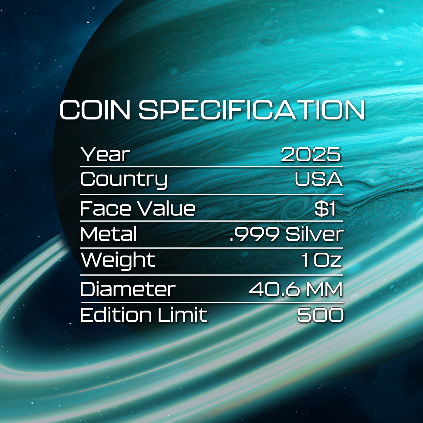 2025 Uranus Silver Eagle - Planets of the Solar System Series - CoinsTV