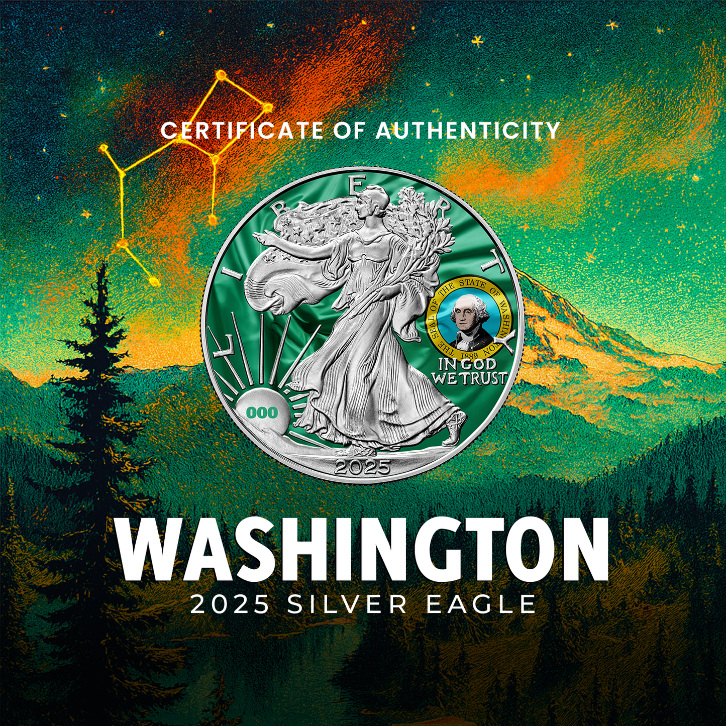 2025 State Flags Silver Eagle - Washington Limited Edition