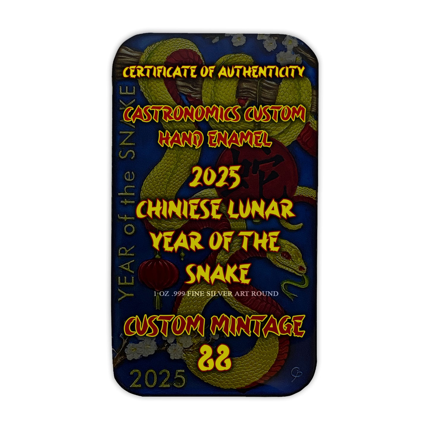 2025 Asahi Lunar Snake Hand Enameled Edition 1 oz Silver Bar - CoinsTV