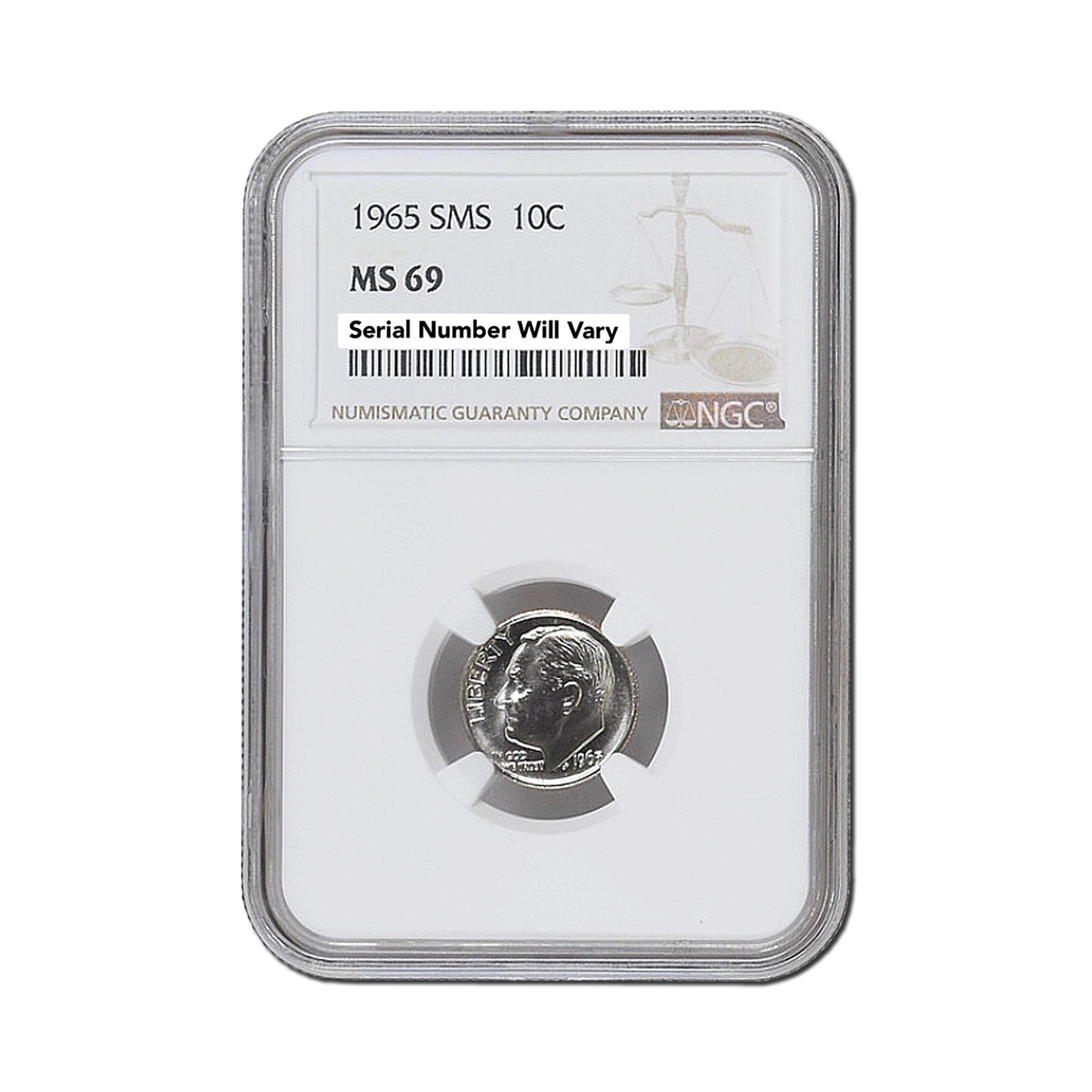 1965 Roosevelt Dime SMS - NGC MS69
