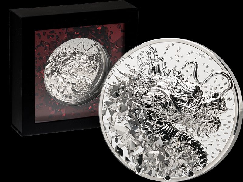2024 Mongolia Silver Burst Dragon 500g Silver Coin