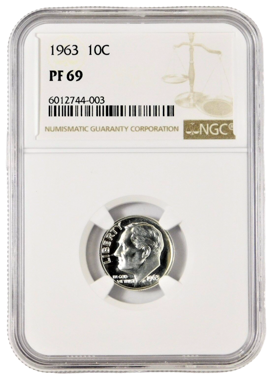 1963 Roosevelt Dime - NGC PF69