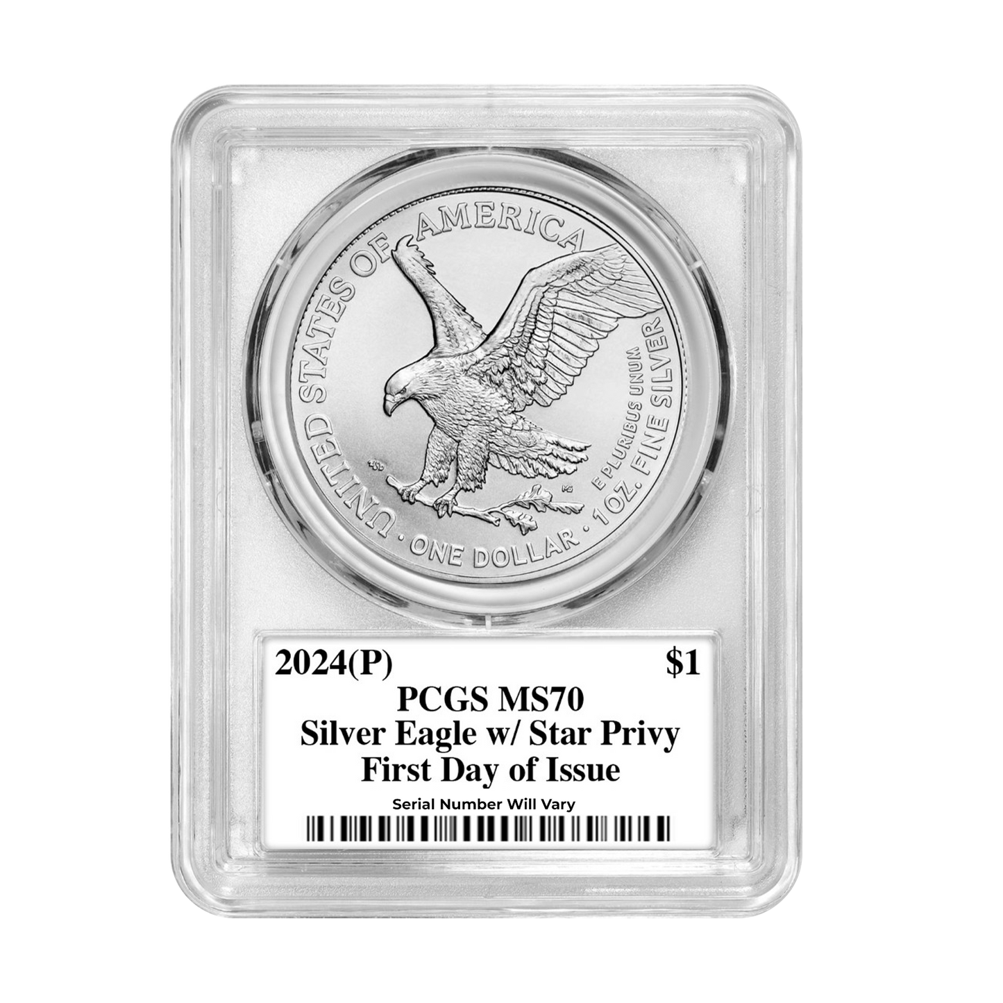 2024 (P) Silver Eagle Star Privy - Emily Damstra Signature Label - PCGS MS70 FDI - CoinsTV