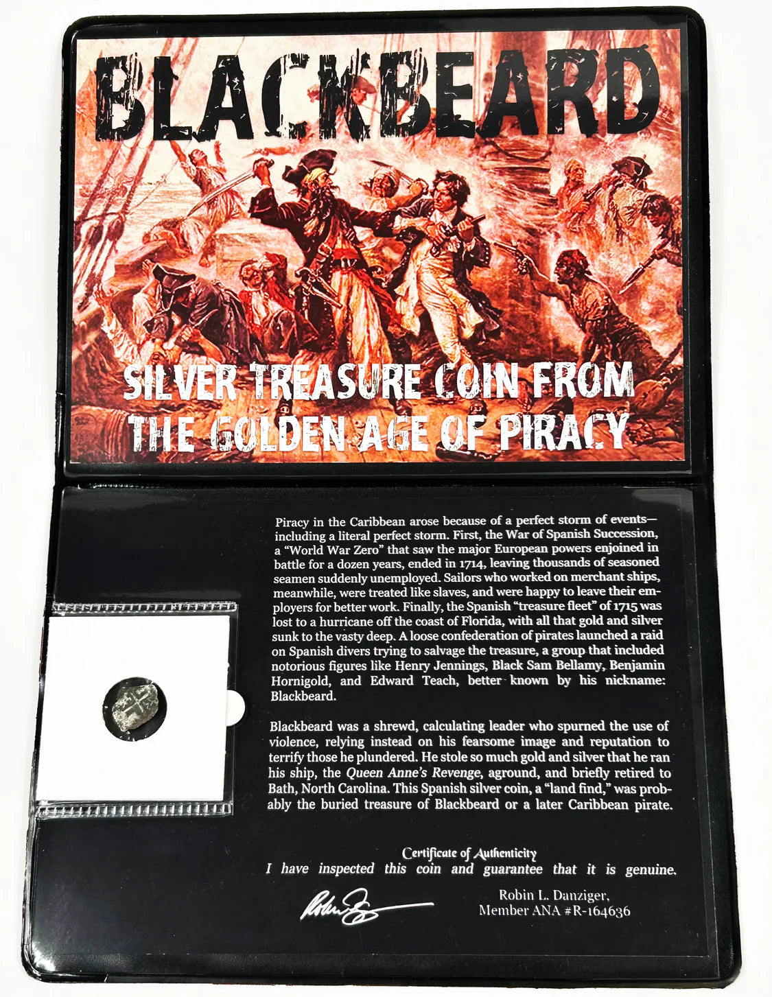 Blackbeard: Silver Treasure Coin from the Golden Age of Piracy (album) (half reale)