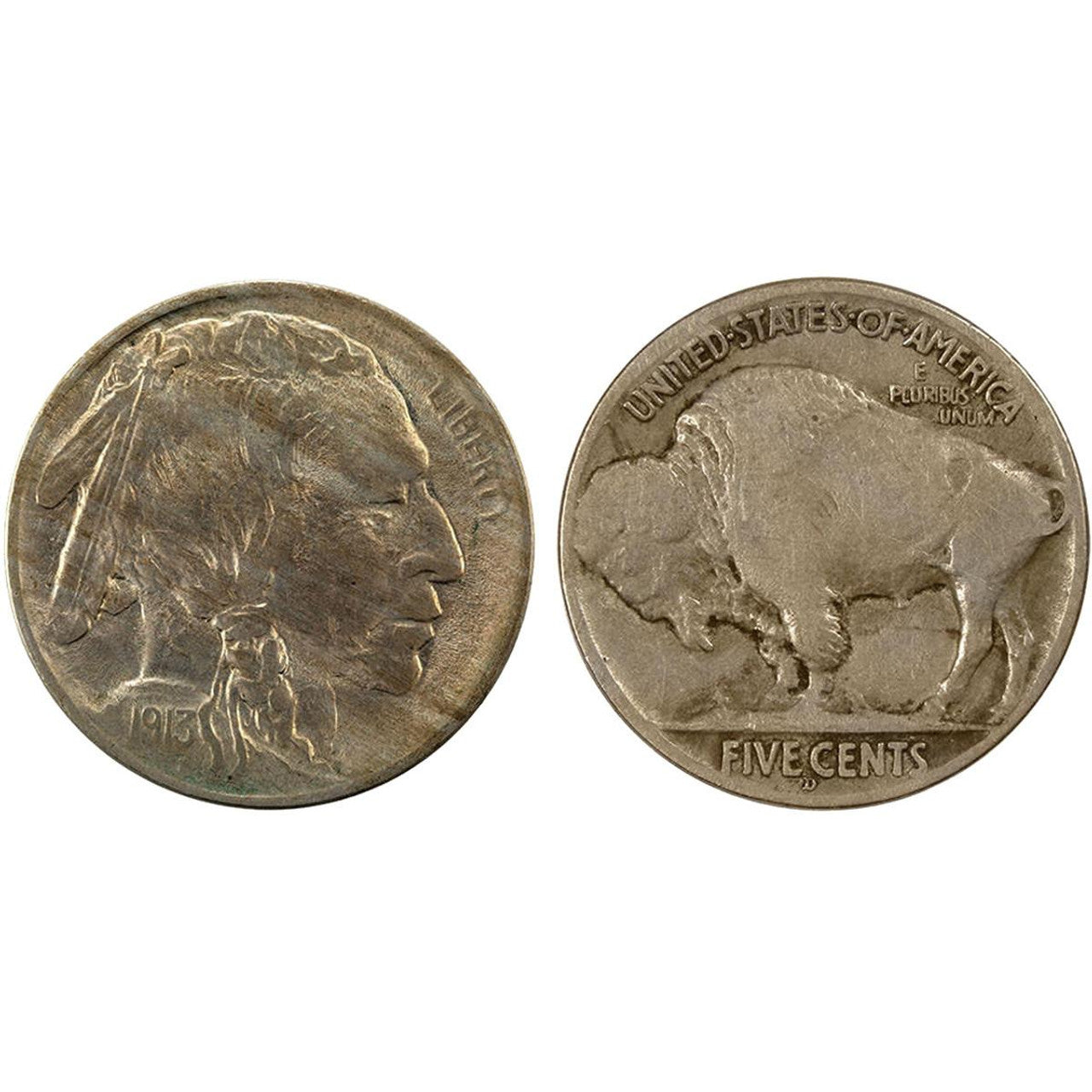 1913 Buffalo Nickel Type 1 & Type 2 Set - First year of Issue Variety in Pouch - CoinsTV