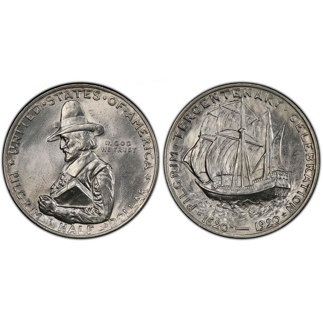 1920 Pilgrim Half Dollar Commemorative AU/BU - CoinsTV