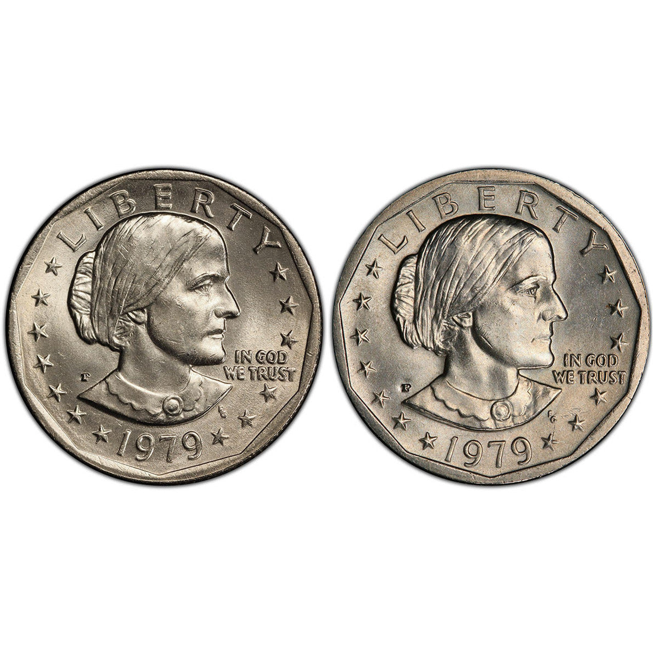 1979 Susan B. Anthony Dollar - Near & Wide Rim - 2 pc Set - CoinsTV