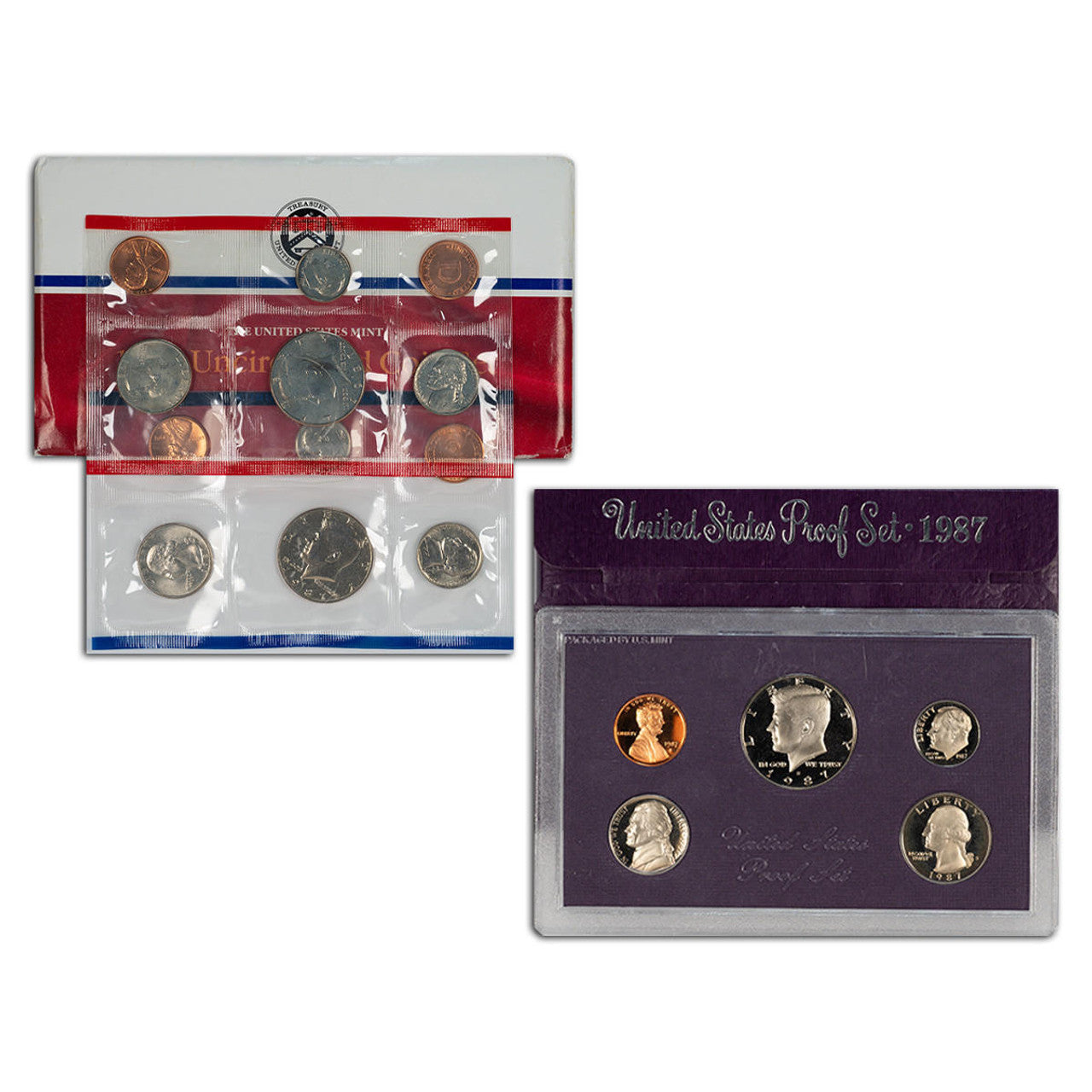 1987 Proof and Mint Set Pair - The Only Kennedy - CoinsTV