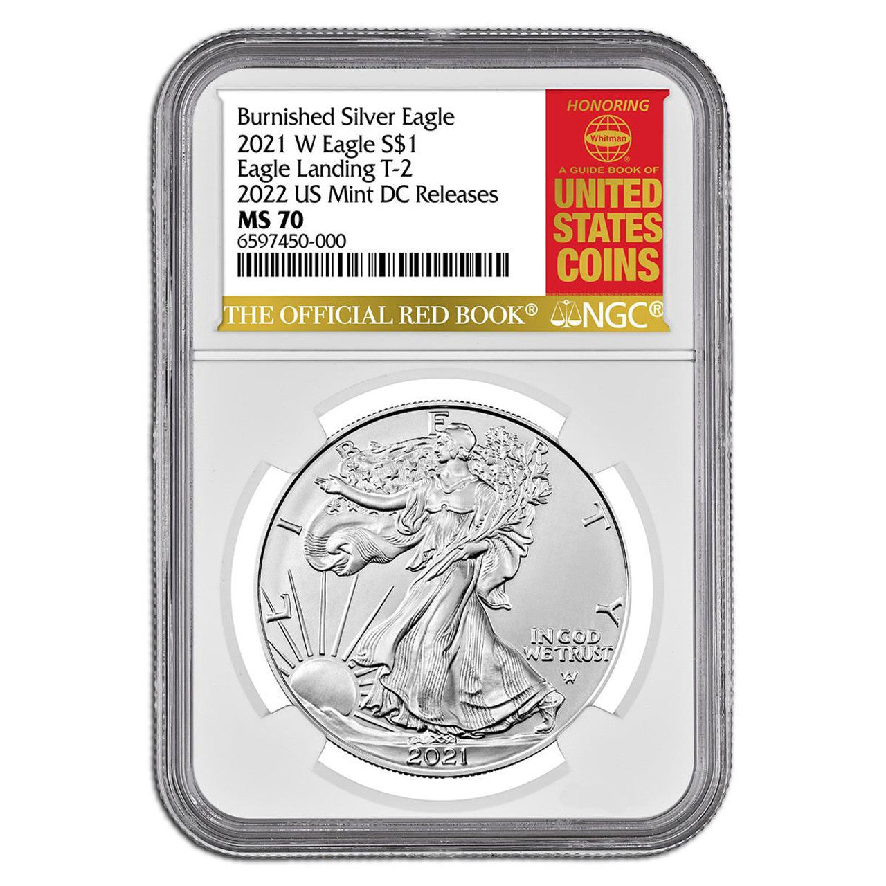 2021 (2022) Burnished Silver Eagle - NGC MS70 (2022 US Mint D.C. Releases) - CoinsTV