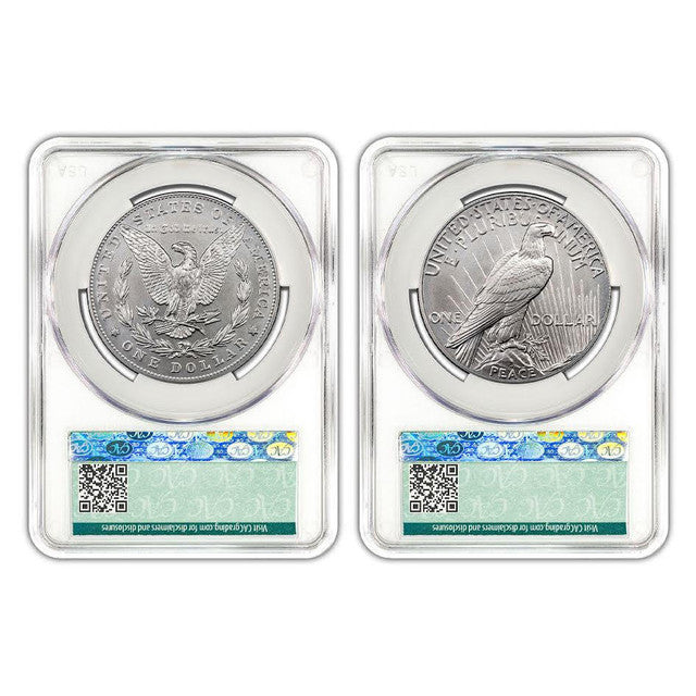 2024 Morgan & Peace Dollar 2pc Set - CAC MS70 First Day of Delivery - CoinsTV