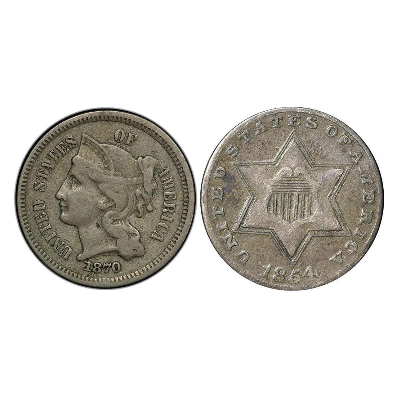Three Cent Silver and Three Cent Nickel - 2pc Collection
