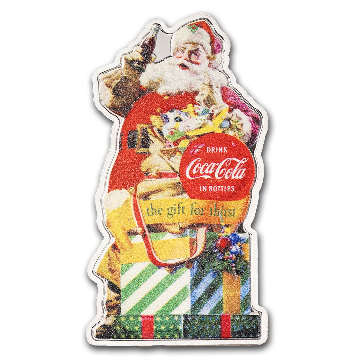 2024 Coca Cola Santa Shaped 1 oz Silver Bar - CoinsTV