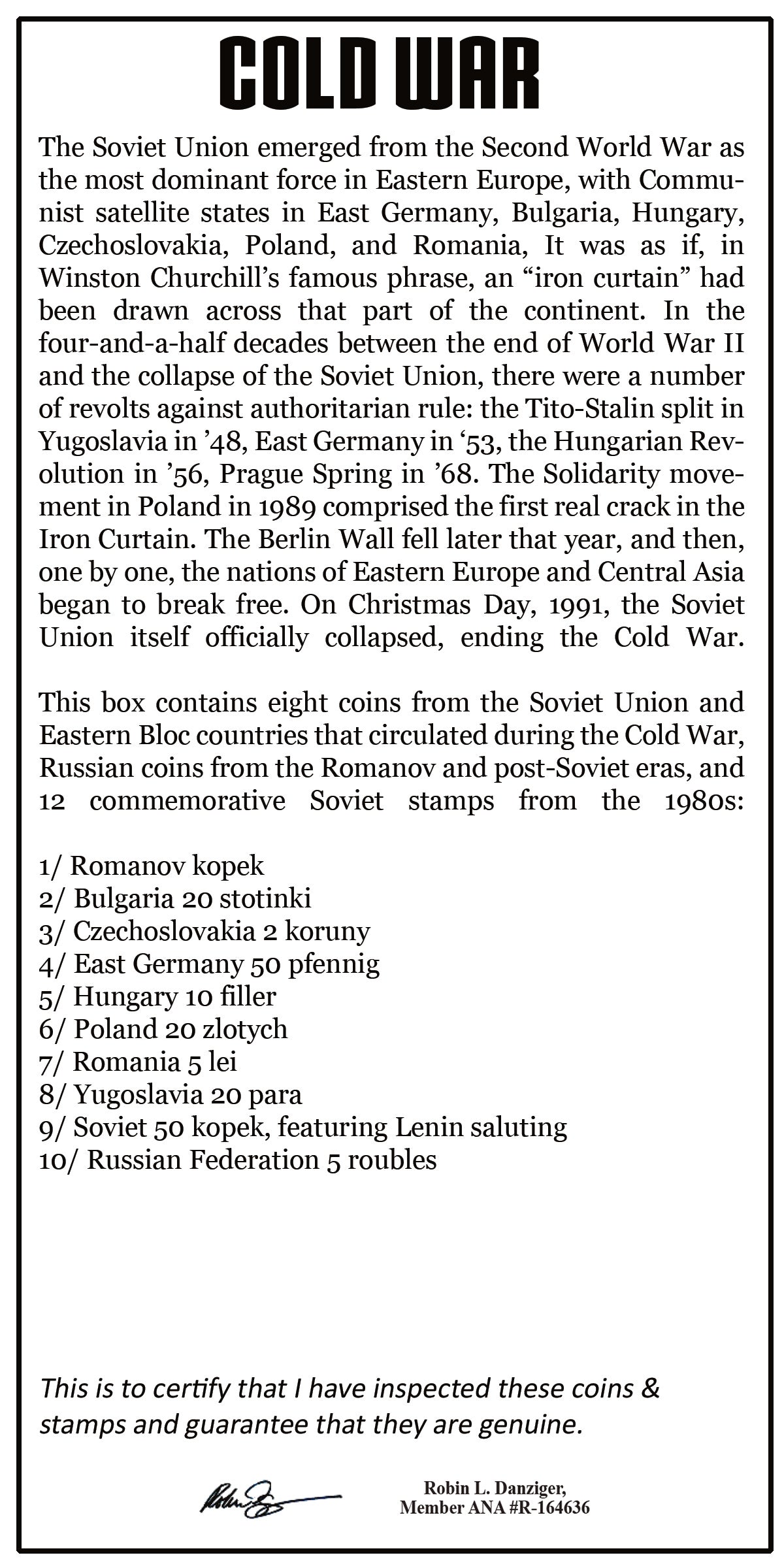 Cold War: The Rise & Fall of the Soviet Union and the Iron Curtain (10 Coin Box) - CoinsTV