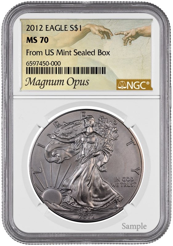 2012 Silver Eagle - Magnum Opus Label - NGC MS70